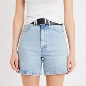 Because of alice NEW boa High waisted mom shorts high rise jean light wash denim
